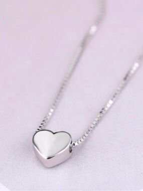 Sterling Silver Heart Pendant Necklace - Silver